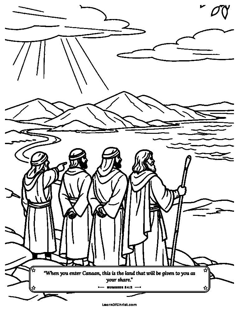 Numbers 34 coloring page - Leaders look out over the new land