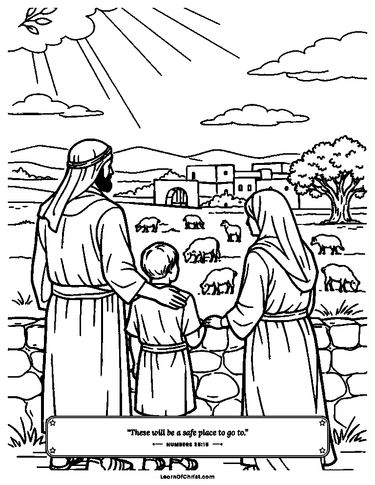 Numbers 35 coloring page - Levite towns with pasture all around