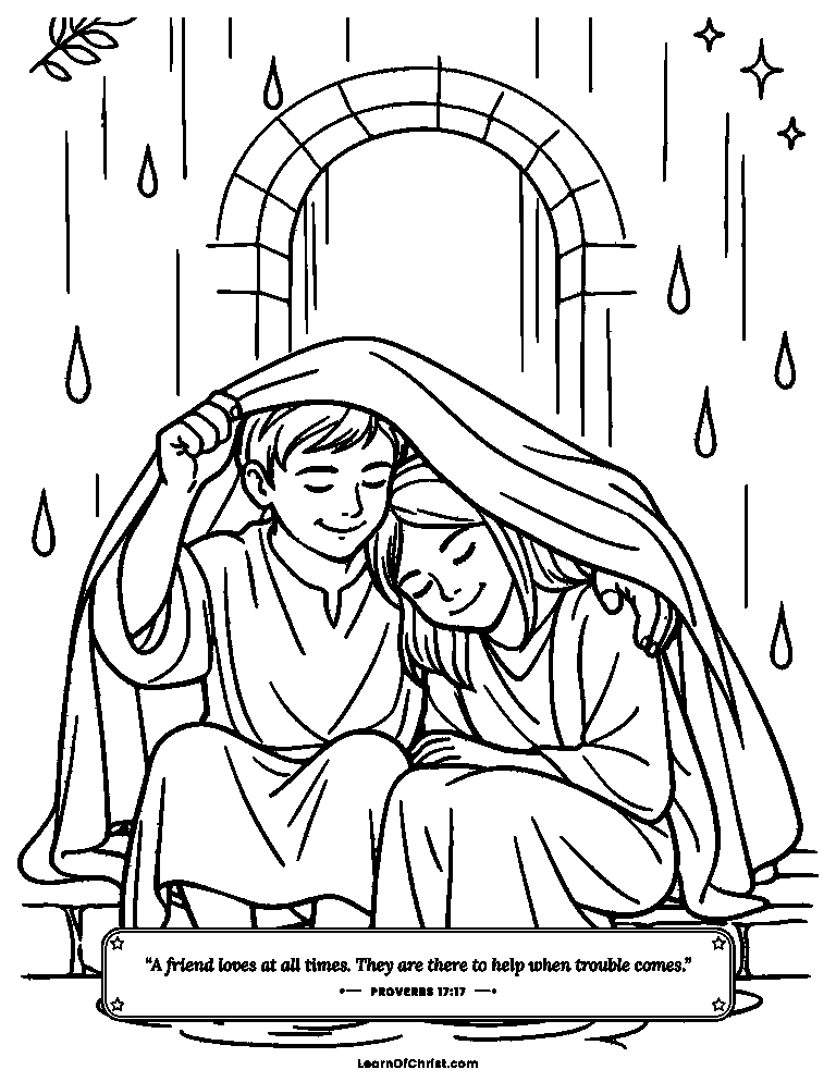 Proverbs 17 coloring page - A friend who stays on hard days