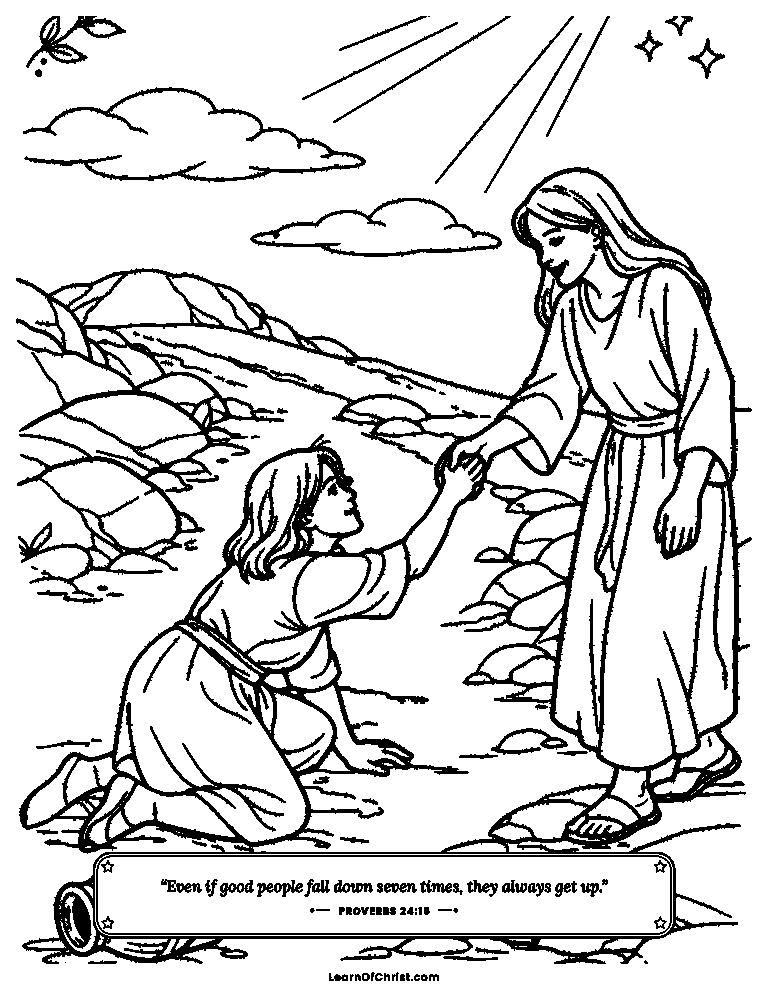 Proverbs 24 coloring page - Getting back up after a fall
