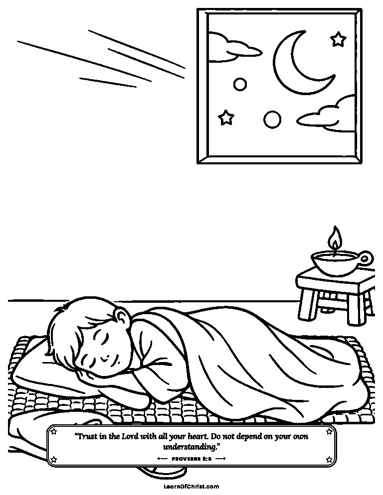 Proverbs 3 coloring page - Sweet sleep at the end of the day