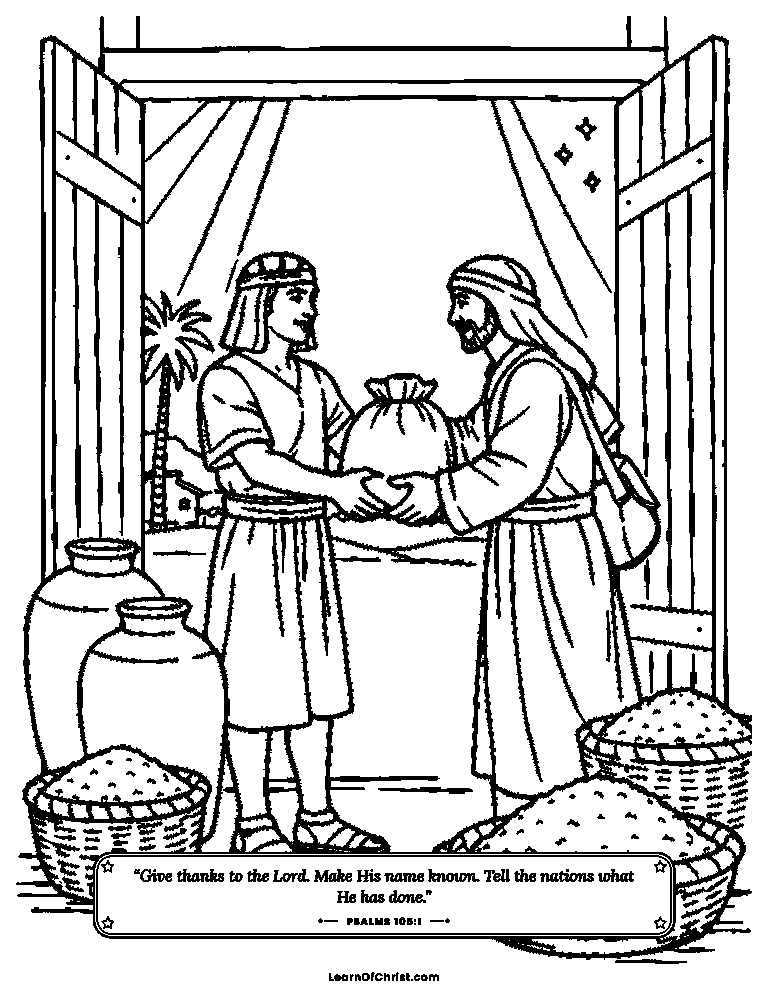 Psalms 105 coloring page - Joseph opens the storehouse doors