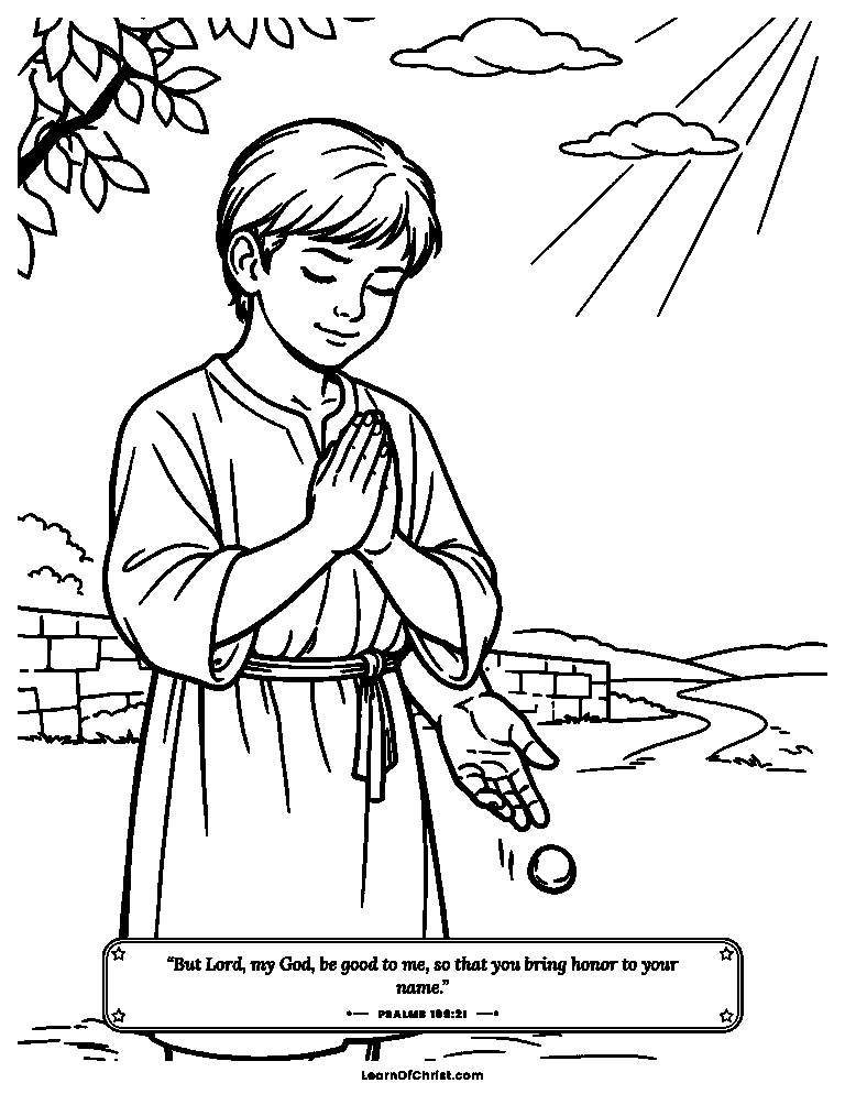 Psalms 109 coloring page - Setting the stone down to pray