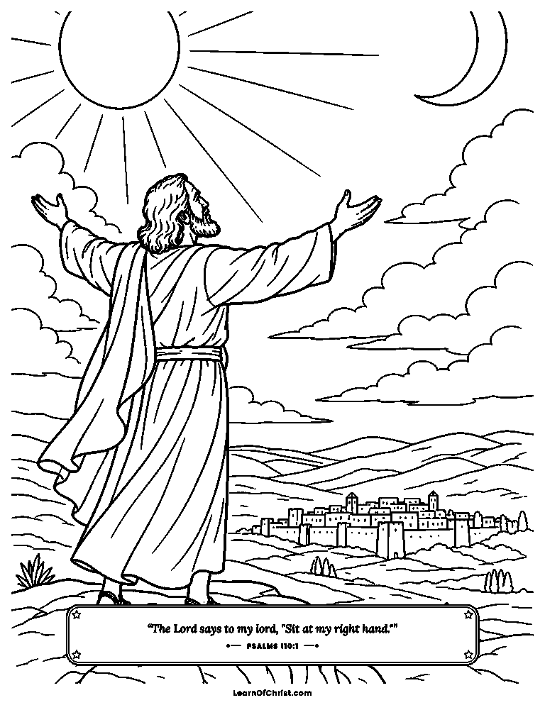 Psalms 110 coloring page - The seat of honor waits for the King