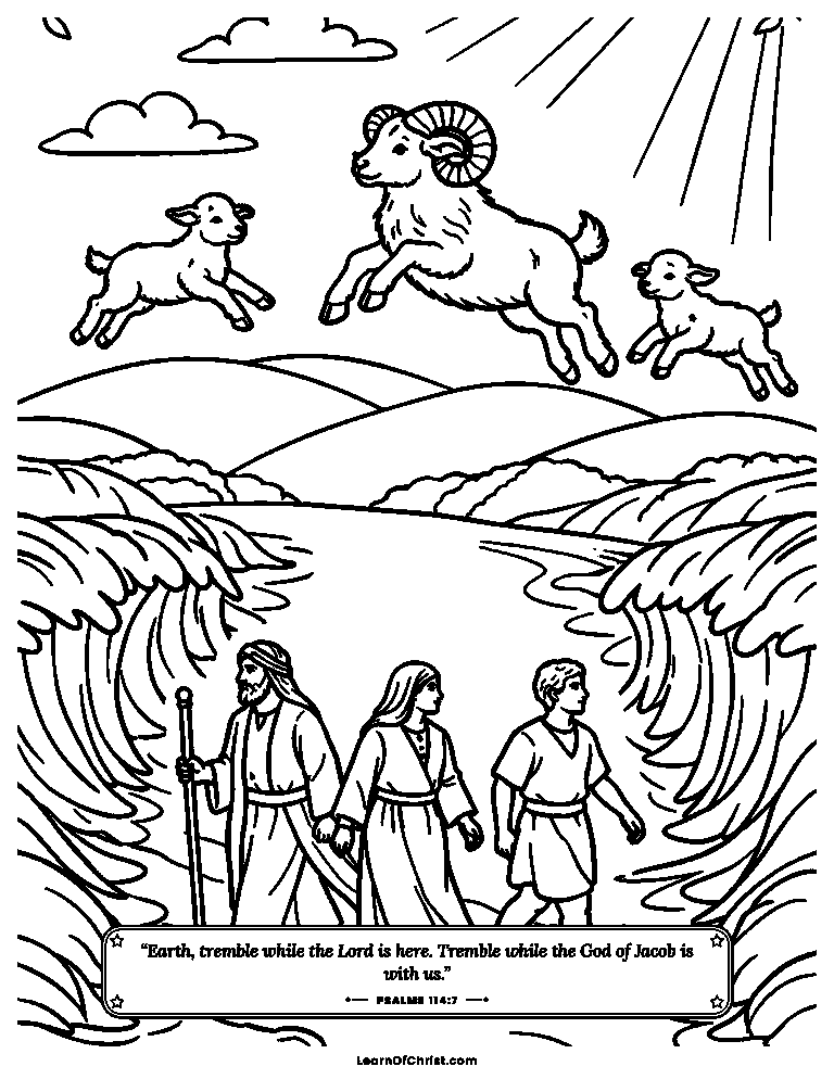 Psalms 114 coloring page - The hills skip like little lambs