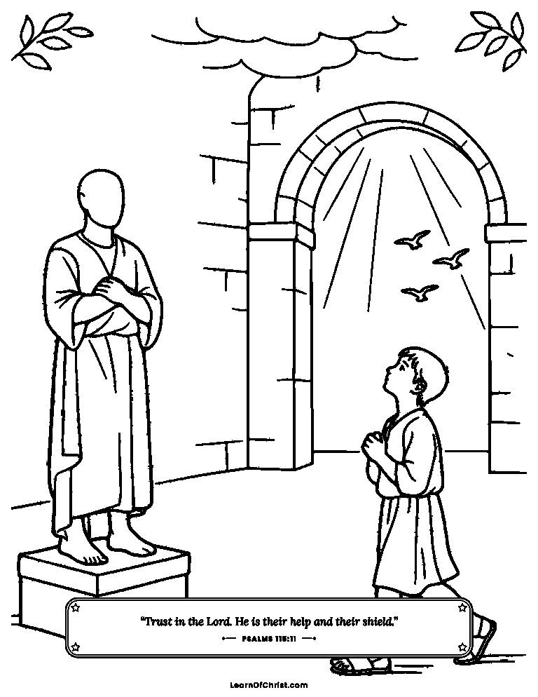 Psalms 115 coloring page - The statue cannot see or hear