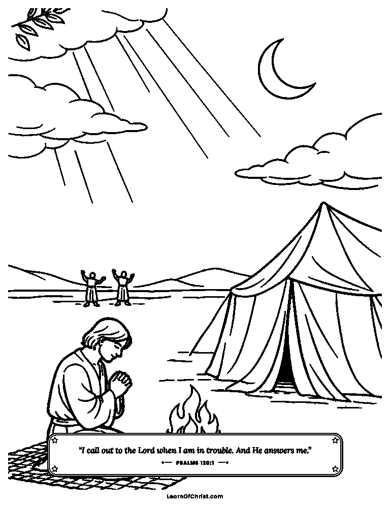 Psalms 120 coloring page - Choosing peace outside the tent