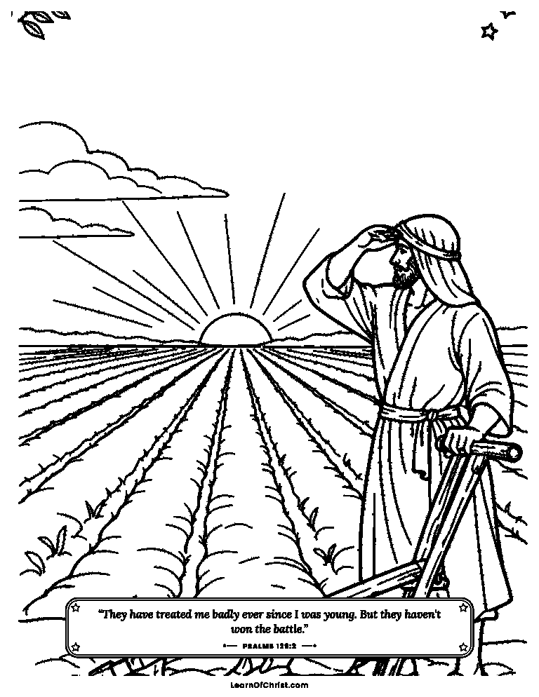 Psalms 129 coloring page - Standing up again after the hard rows