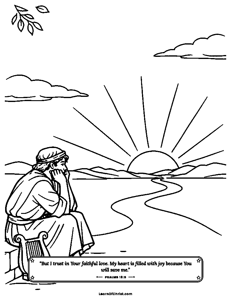 Psalms 13 coloring page - Waiting on the step for morning