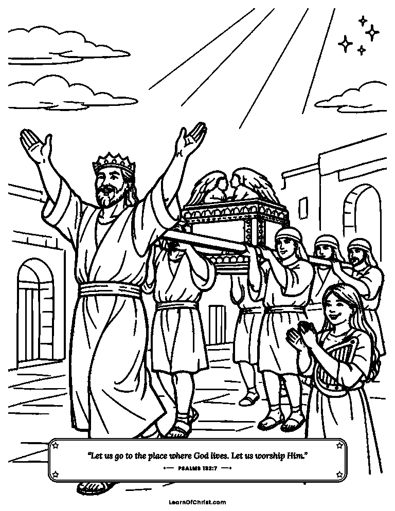 Psalms 132 coloring page - Carrying the ark to God's house