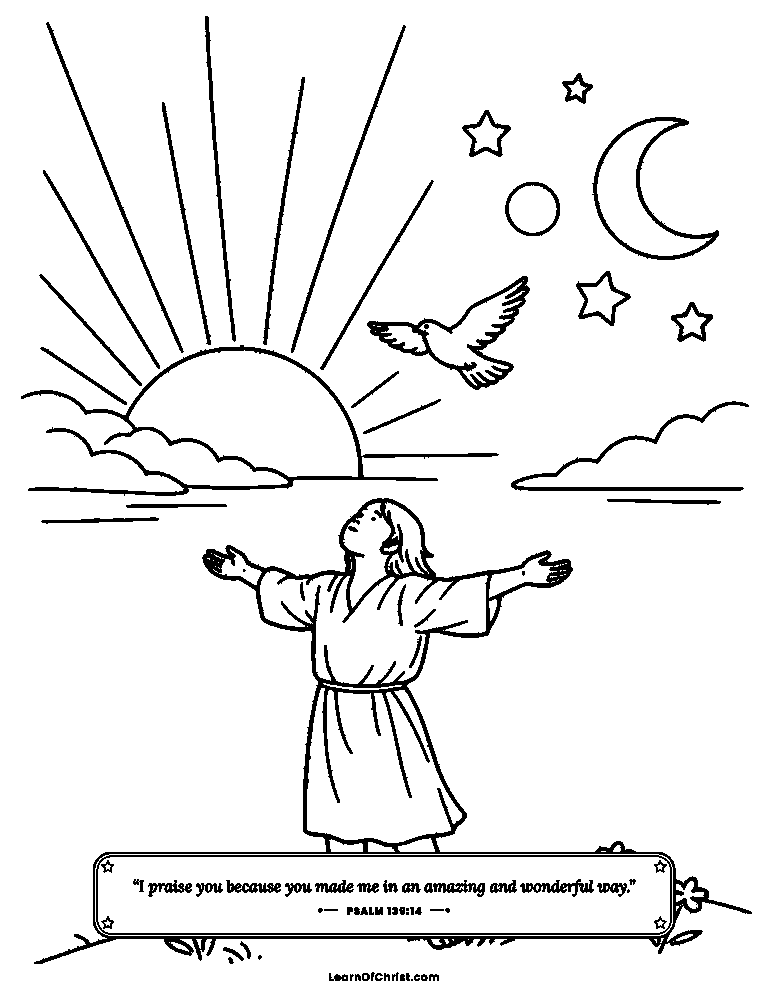 Psalms 139 coloring page - Known by God everywhere, day or night