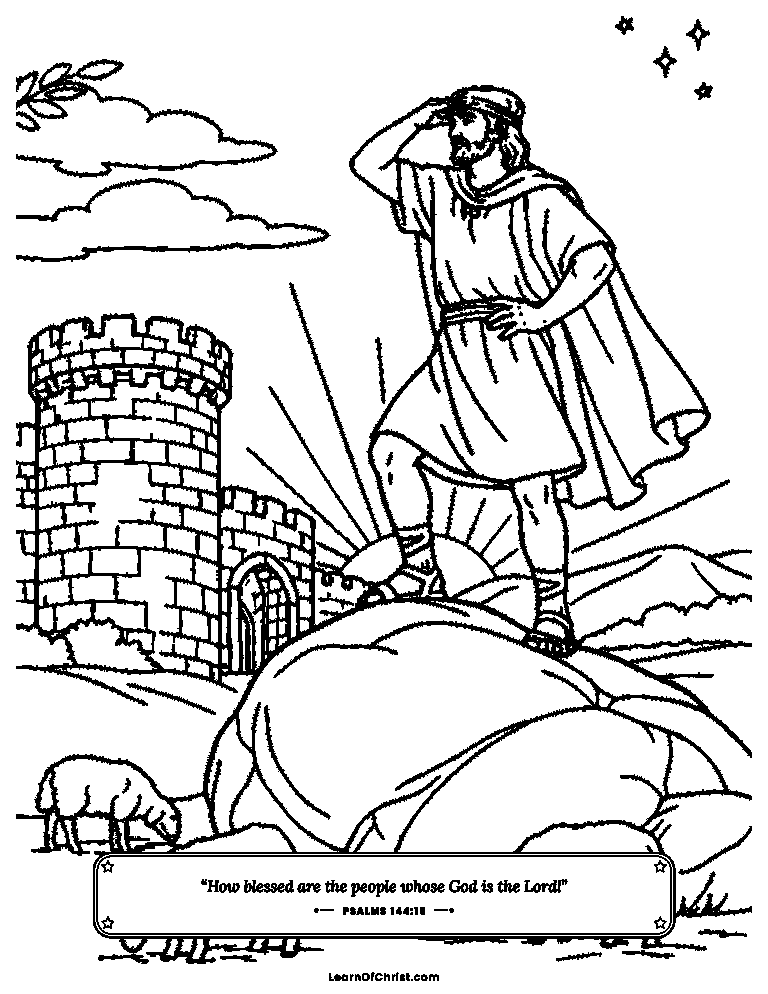Psalms 144 coloring page - Standing safe on a great rock