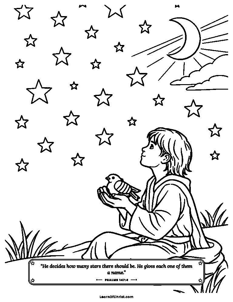 Psalms 147 coloring page - The God who names every star