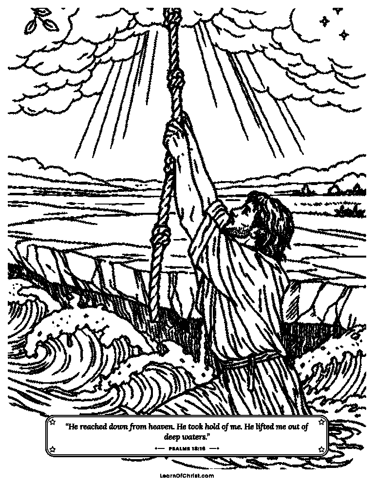 Psalms 18 coloring page - Lifted out of the deep water