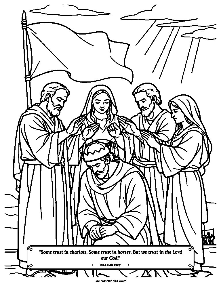 Psalms 20 coloring page - The people pray for their king