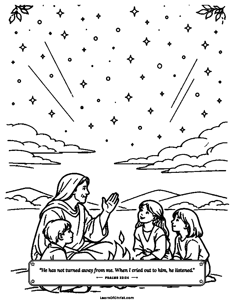 Psalms 22 coloring page - Telling the children what God has done