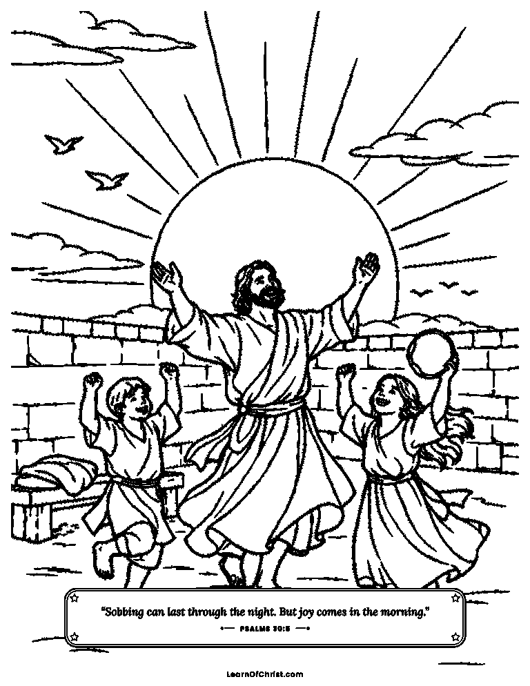 Psalms 30 coloring page - Crying turns into morning dancing