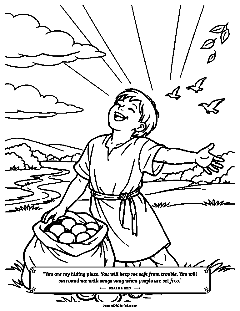 Psalms 32 coloring page - Setting down the heavy sack of stones