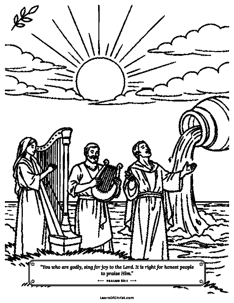 Psalms 33 coloring page - A new song under the great sky