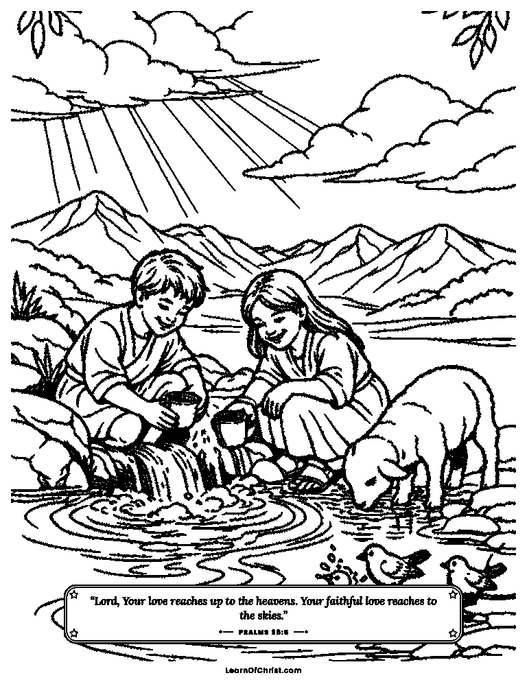 Psalms 36 coloring page - Drinking from the never-ending spring