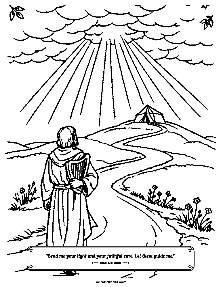 Psalms 43 coloring page - Following the light back home