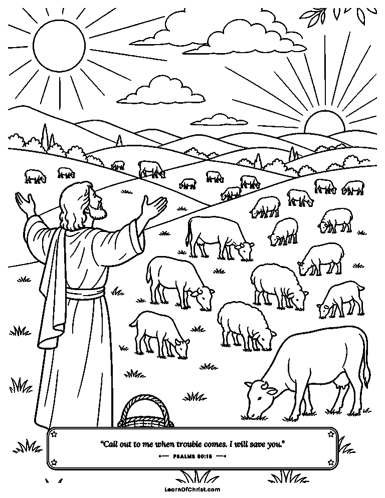 Psalms 50 coloring page - Cattle on a thousand hills belong to God