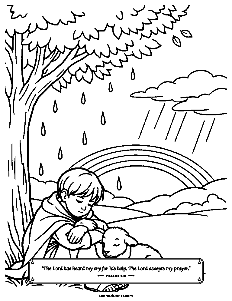 Psalms 6 coloring page - God is near when tears come