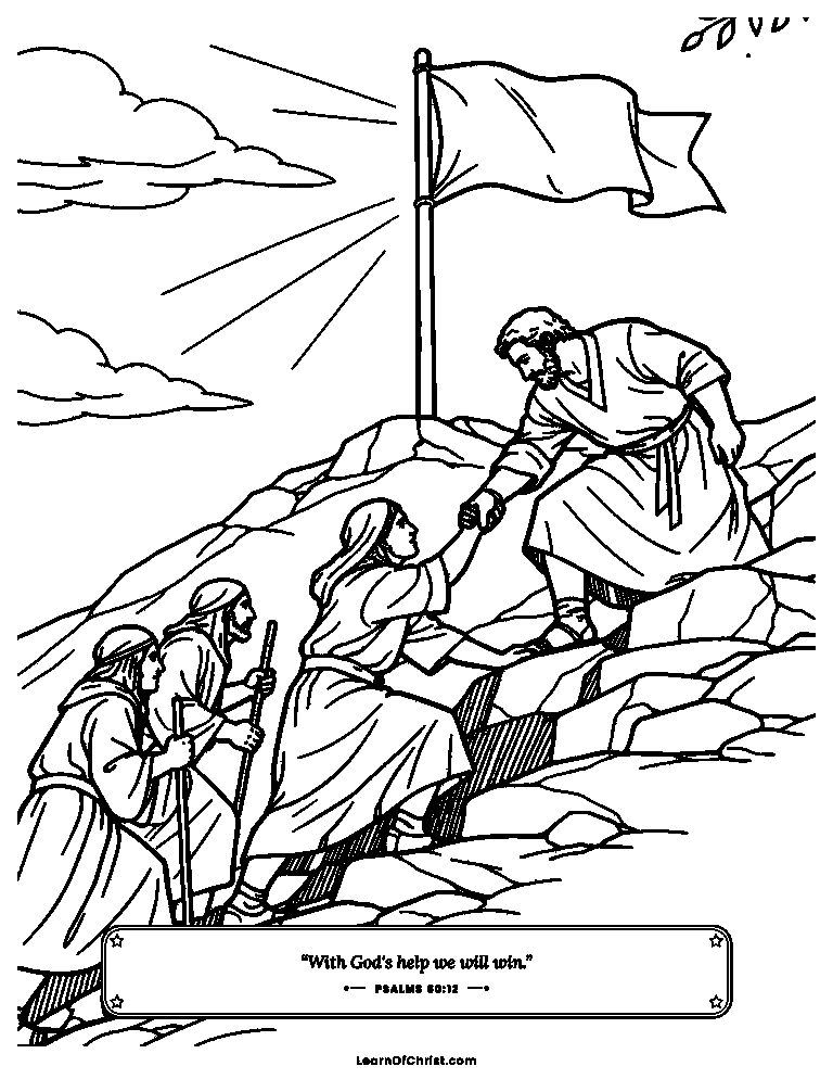 Psalms 60 coloring page - Climbing the hard hill together