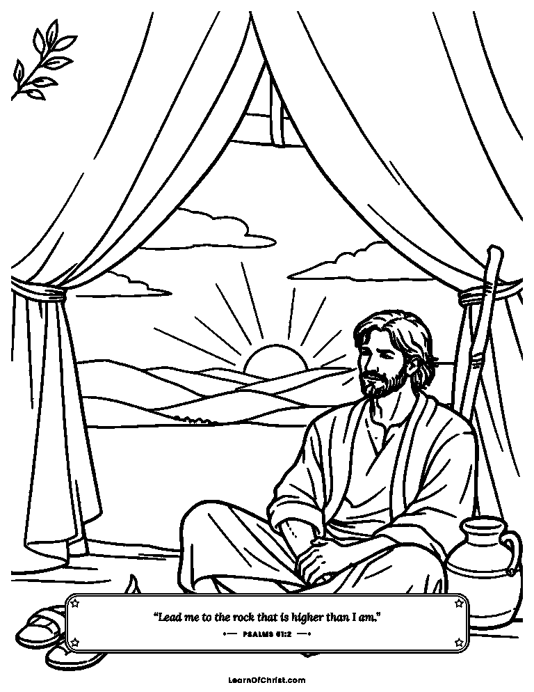 Psalms 61 coloring page - Resting inside the great tent