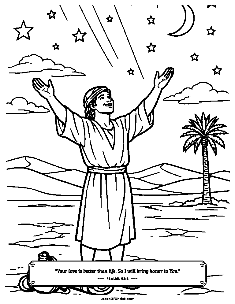 Psalms 63 coloring page - Thirsty for God in the dry desert