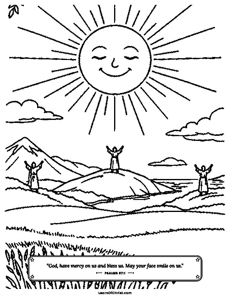 Psalms 67 coloring page - God's blessing shines on every land