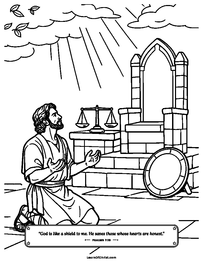 Psalms 7 coloring page - Bringing an unfair day to the Judge