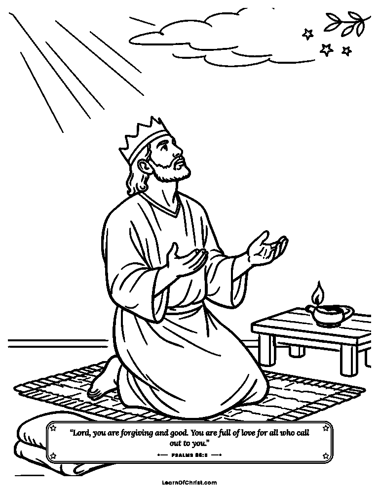 Psalms 86 coloring page - David asks God to teach him
