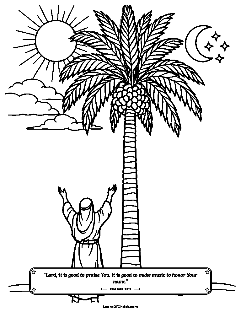 Psalms 92 coloring page - Growing tall like a palm tree
