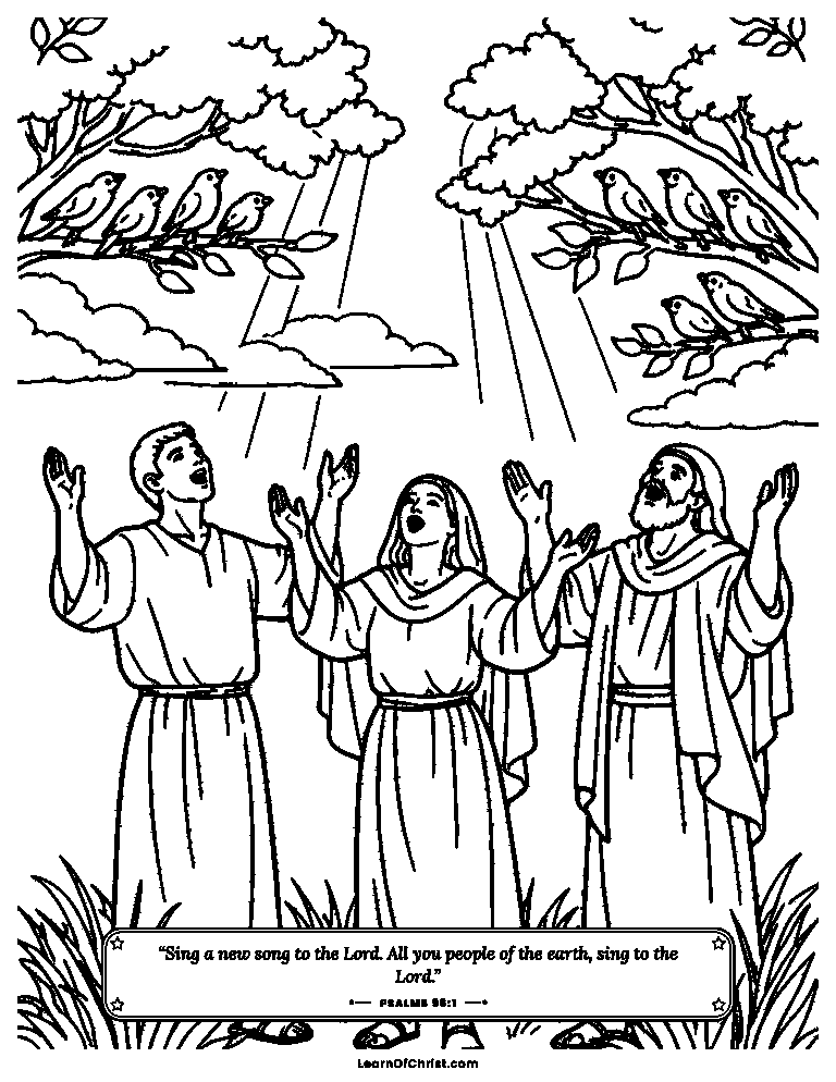 Psalms 96 coloring page - The trees join the new song