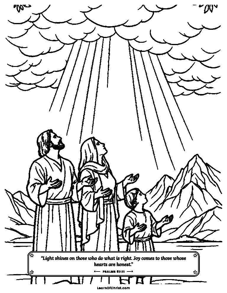Psalms 97 coloring page - Bright clouds over the mountains