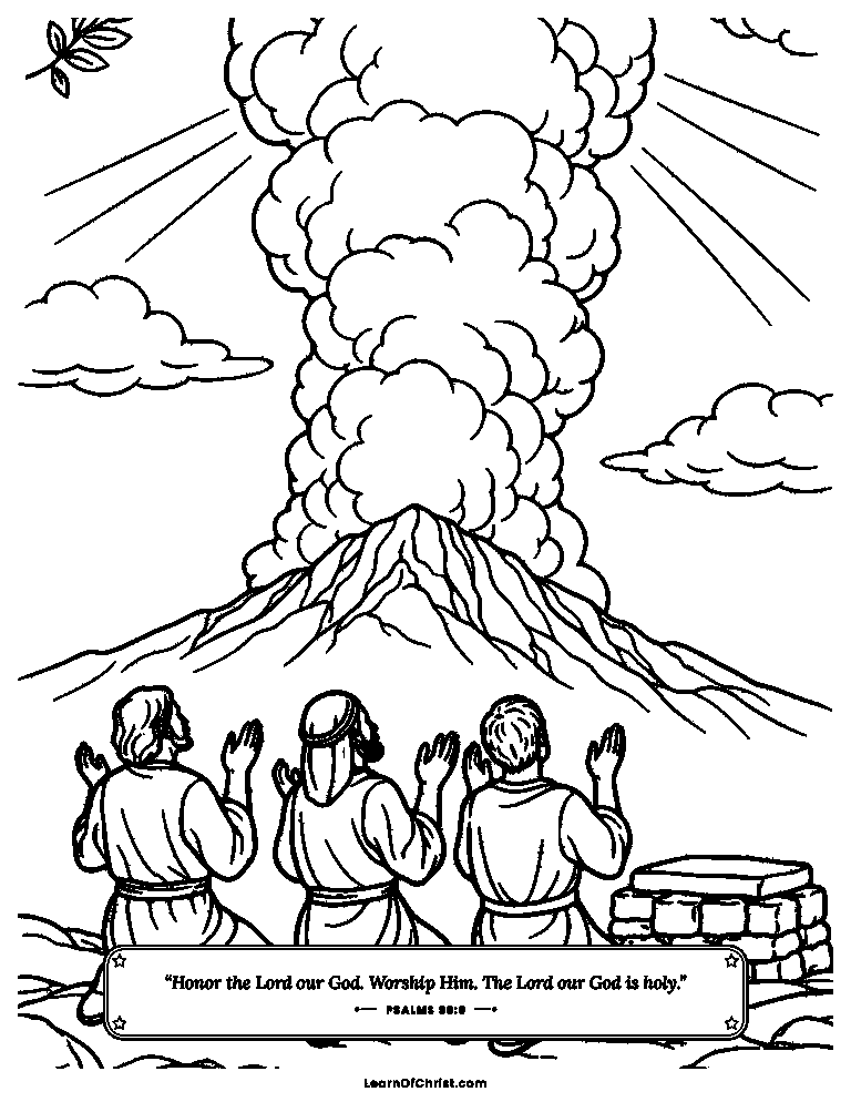 Psalms 99 coloring page - Moses, Aaron and Samuel call to God