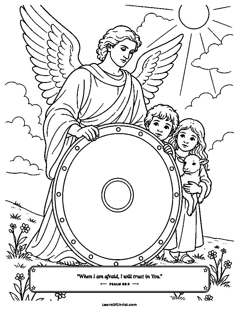 An angel shields God's children