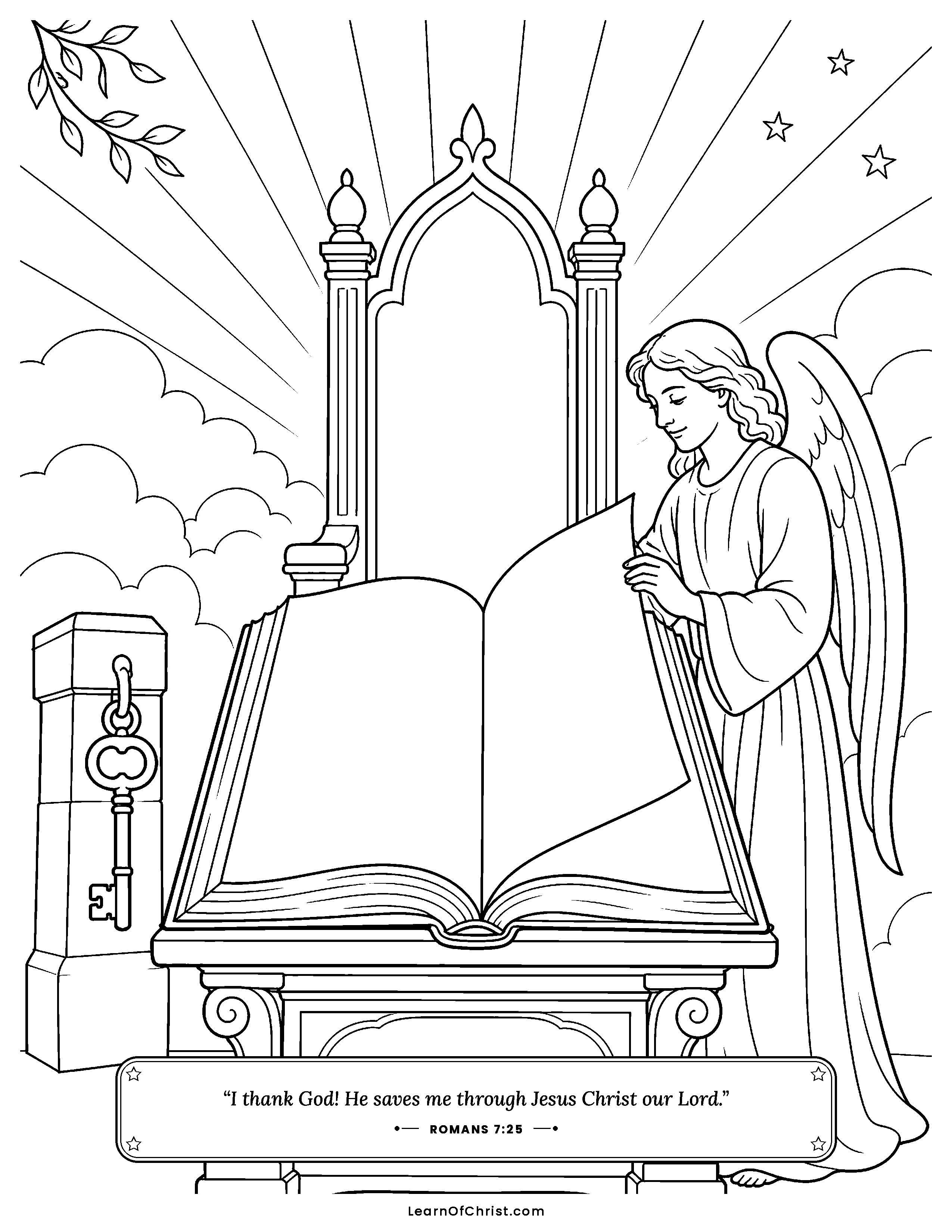 Romans 7 coloring page - A helper joins the tug-of-war. Free printable Bible coloring sheet for kids.