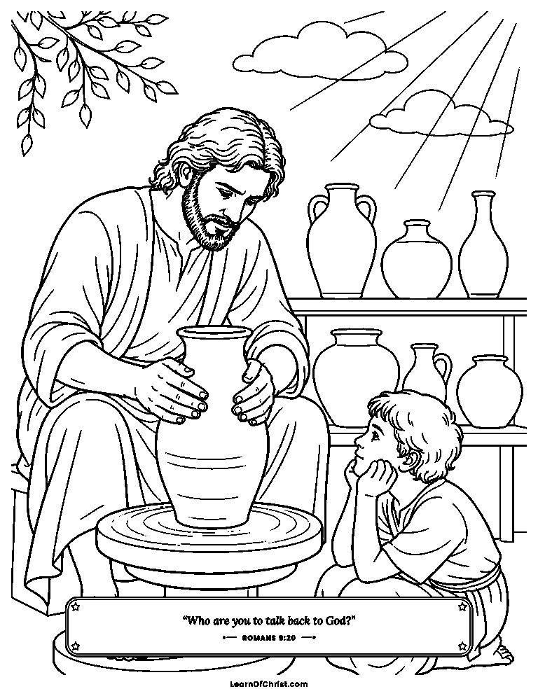 The potter shapes the clay with care