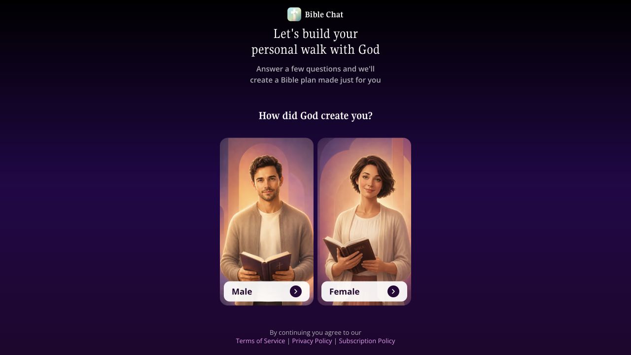 Bible Chat: website-to-onboarding access check, captured October 11, 2026