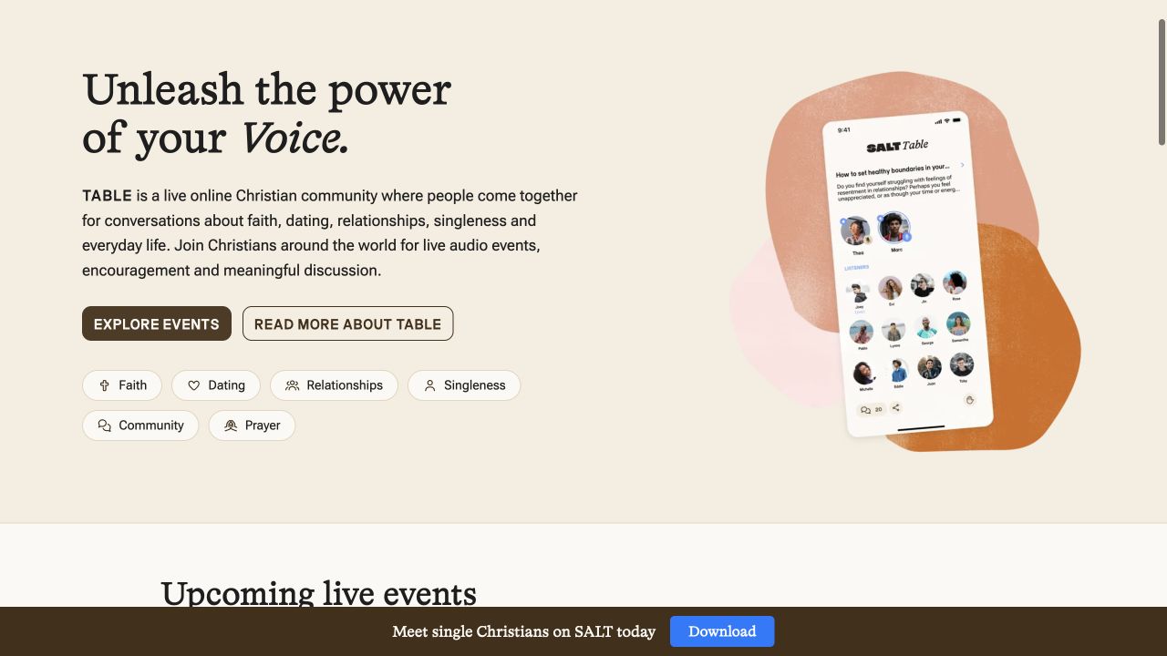 SALT: public app documentation and live-event browsing, captured October 11, 2026